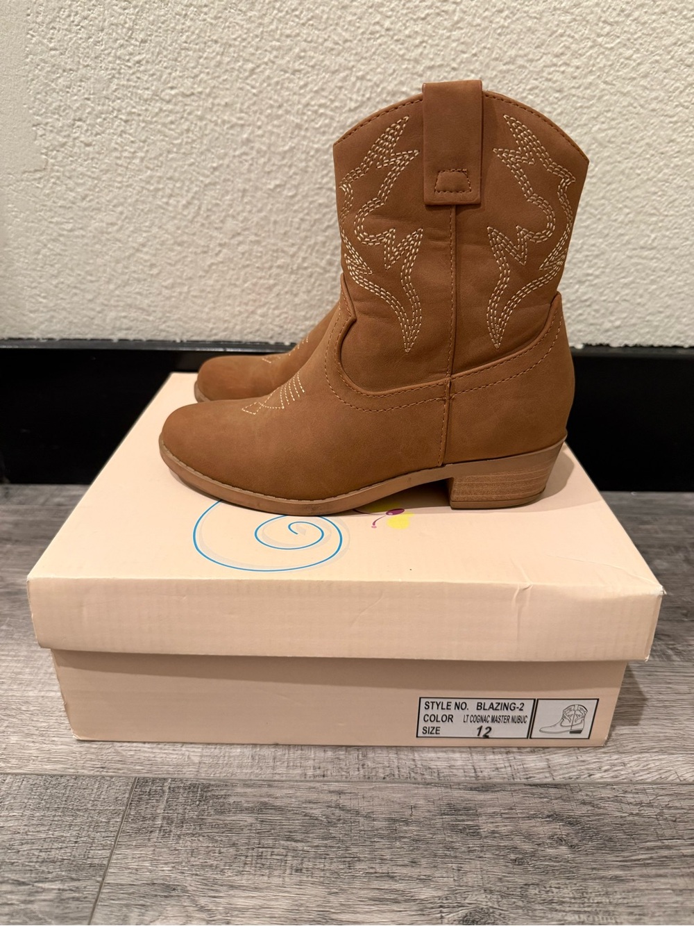 Soda Tan Western Ankle Boots with Embroidered Stitching